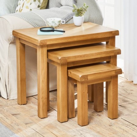 Solid Oak : Bộ Đôn Gỗ Sồi - 03 Món